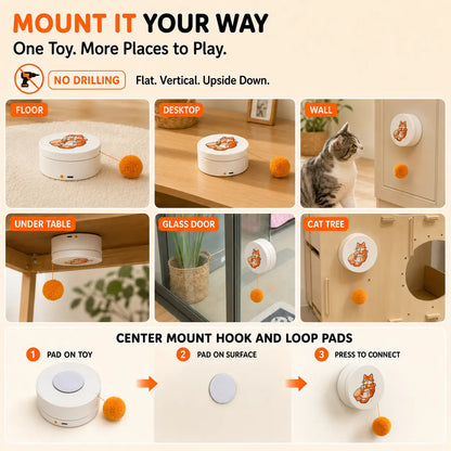 Engaging Smart Rotating Cat Teaser - Rechargeable Interactive Toy with 5 Exciting Play Modes, Touch Activation, and Versatile Mounting Options for Indoor Cats & Kittens