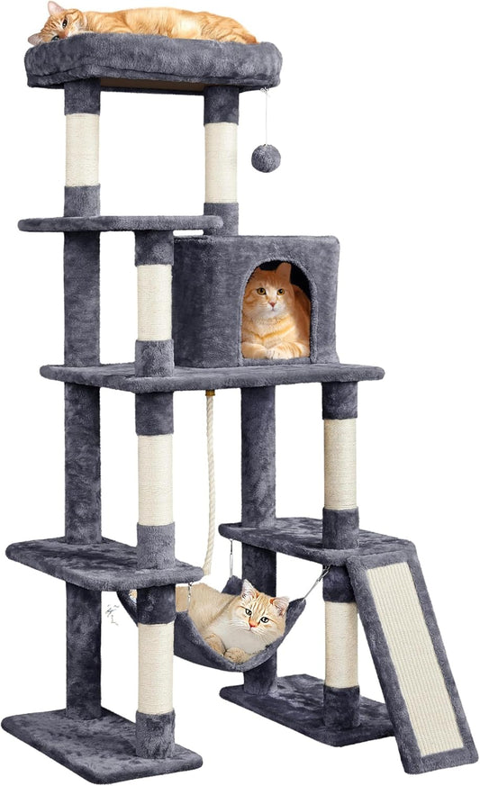 Yaheetech 54In Cat Tree Tower for Large Cats, Multi-Level Condo & Hammock