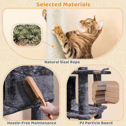 Yaheetech 54In Cat Tree Tower for Large Cats, Multi-Level Condo & Hammock