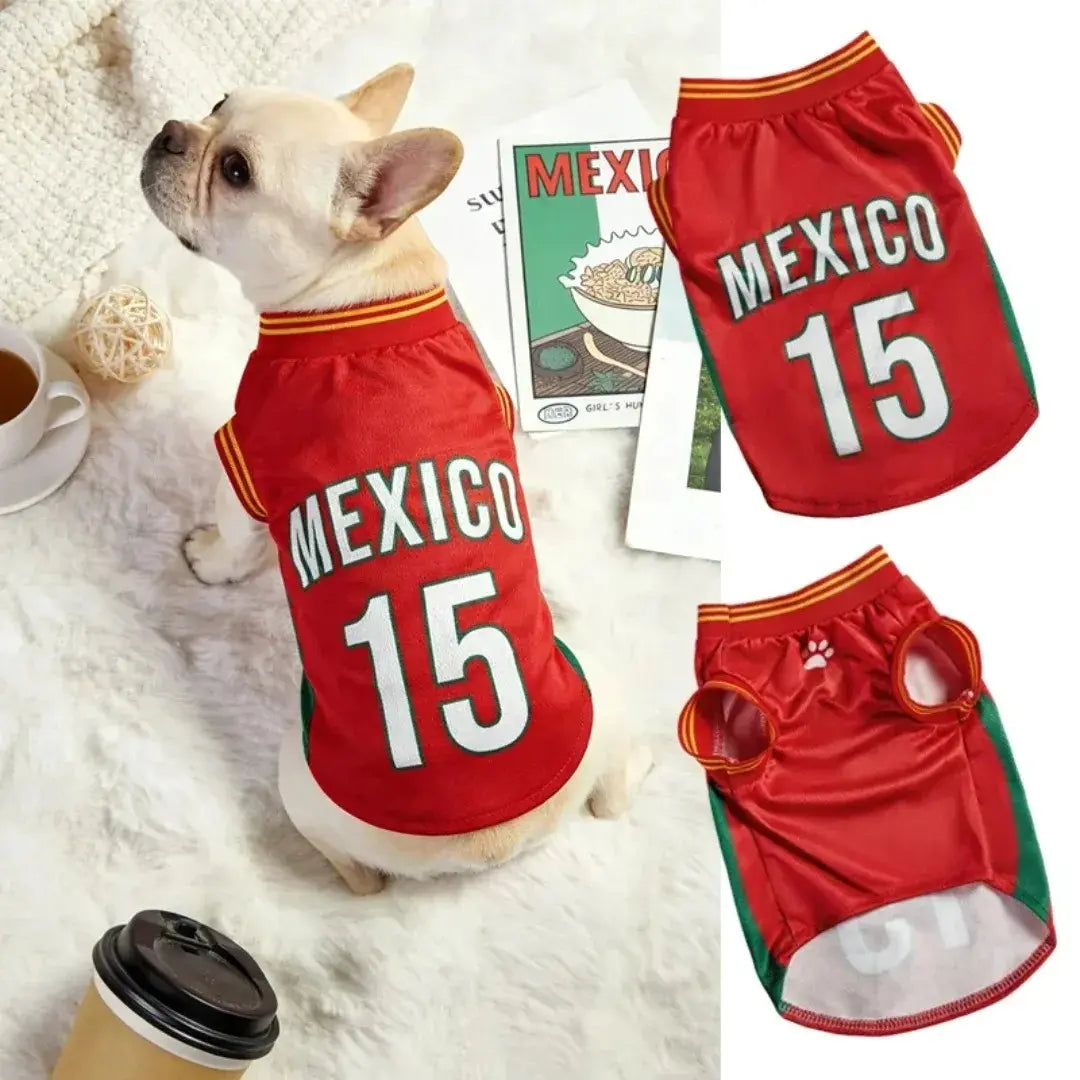 Pet Sports Jersey Clothing - Lightweight Breathable Fabric Sleeveless Mesh Puppy Clothes Vest, Cute Soccer Graphic Print Costume for Small-Medium Dogs/Cats, Game Day, Walks