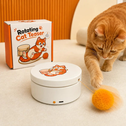 Engaging Smart Rotating Cat Teaser - Rechargeable Interactive Toy with 5 Exciting Play Modes, Touch Activation, and Versatile Mounting Options for Indoor Cats & Kittens