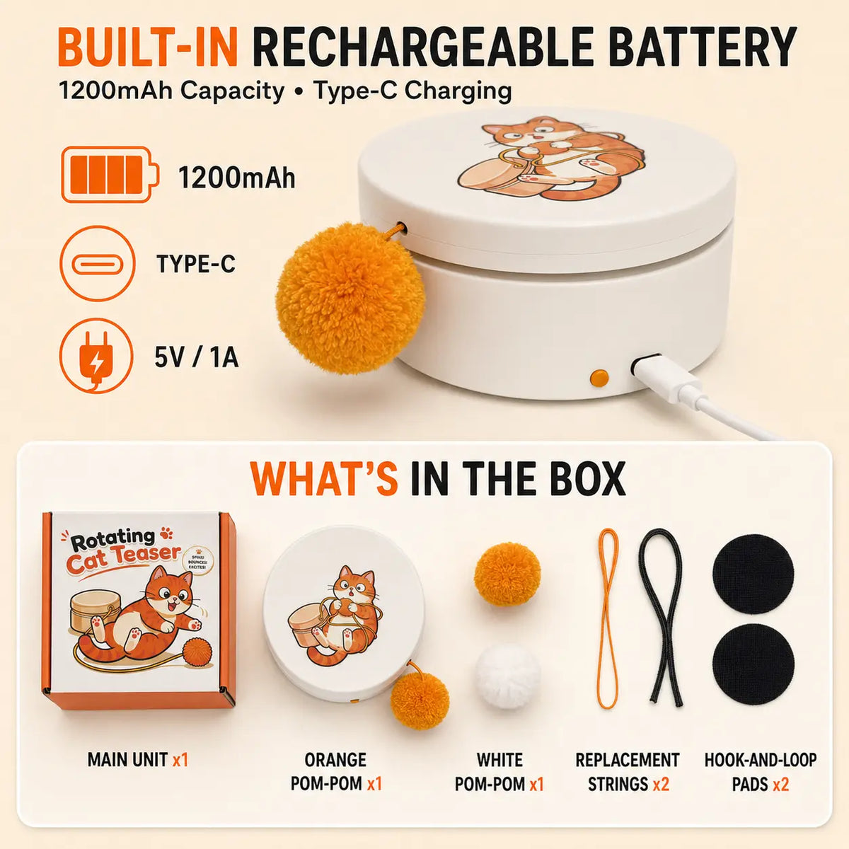 Engaging Smart Rotating Cat Teaser - Rechargeable Interactive Toy with 5 Exciting Play Modes, Touch Activation, and Versatile Mounting Options for Indoor Cats & Kittens