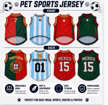 Pet Sports Jersey Clothing - Lightweight Breathable Fabric Sleeveless Mesh Puppy Clothes Vest, Cute Soccer Graphic Print Costume for Small-Medium Dogs/Cats, Game Day, Walks