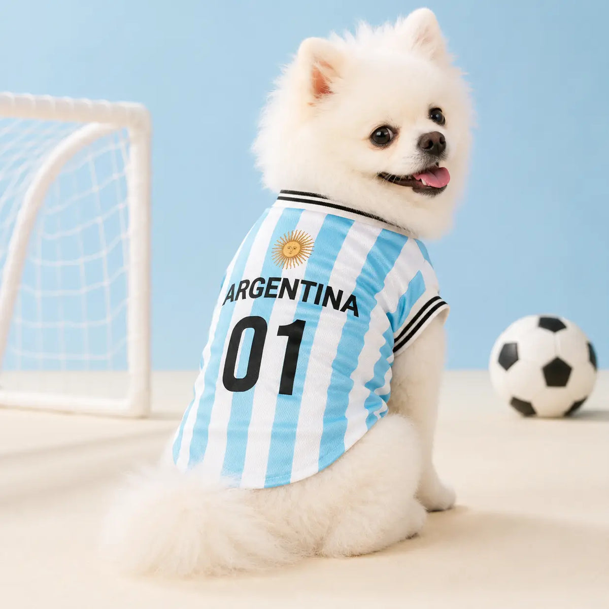 Pet Sports Jersey Clothing - Lightweight Breathable Fabric Sleeveless Mesh Puppy Clothes Vest, Cute Soccer Graphic Print Costume for Small-Medium Dogs/Cats, Game Day, Walks