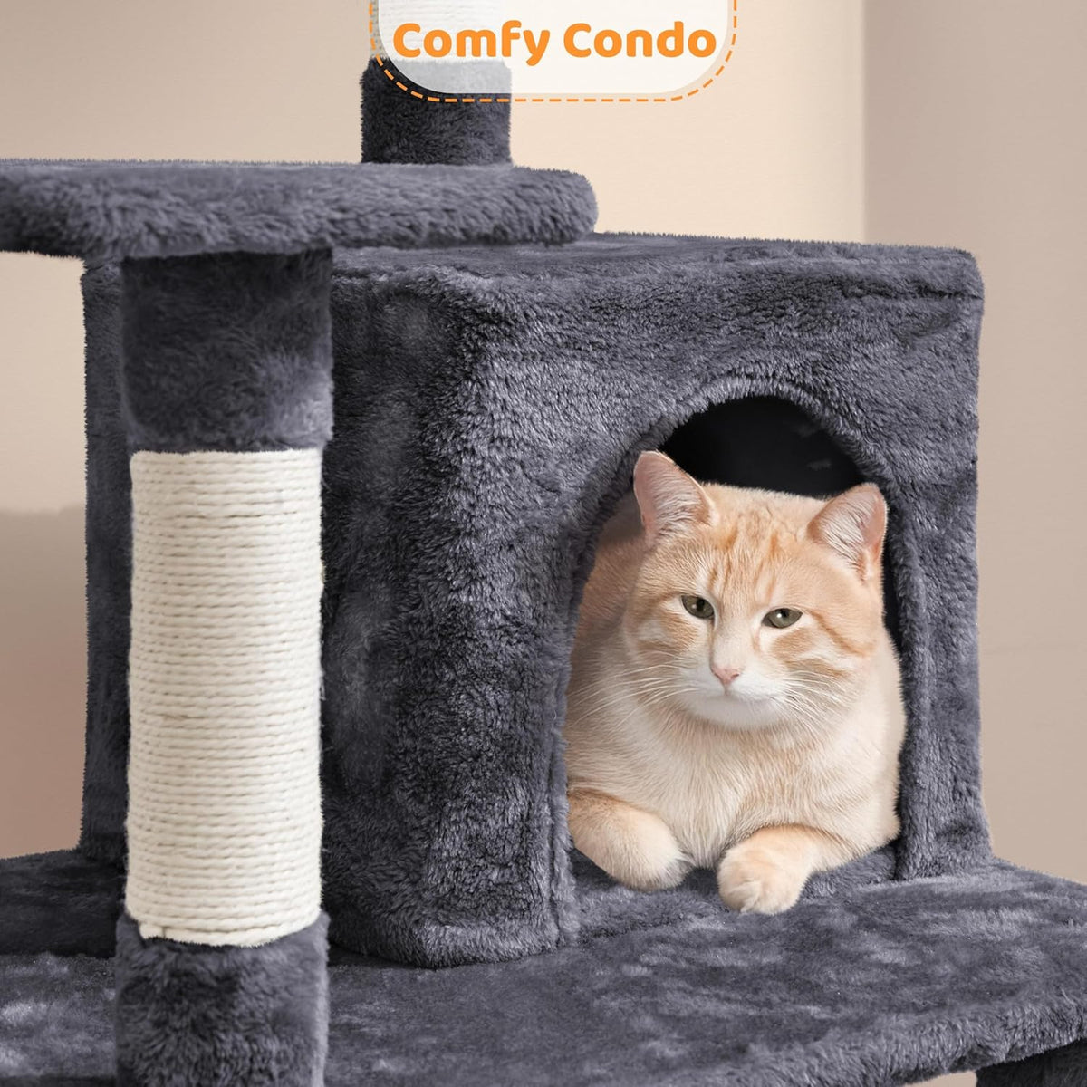 Yaheetech 54In Cat Tree Tower for Large Cats, Multi-Level Condo & Hammock