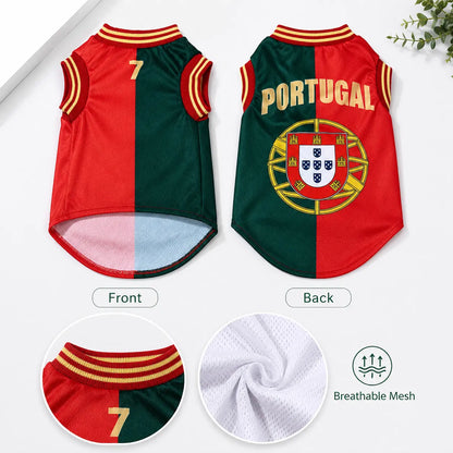 Pet Sports Jersey Clothing - Lightweight Breathable Fabric Sleeveless Mesh Puppy Clothes Vest, Cute Soccer Graphic Print Costume for Small-Medium Dogs/Cats, Game Day, Walks
